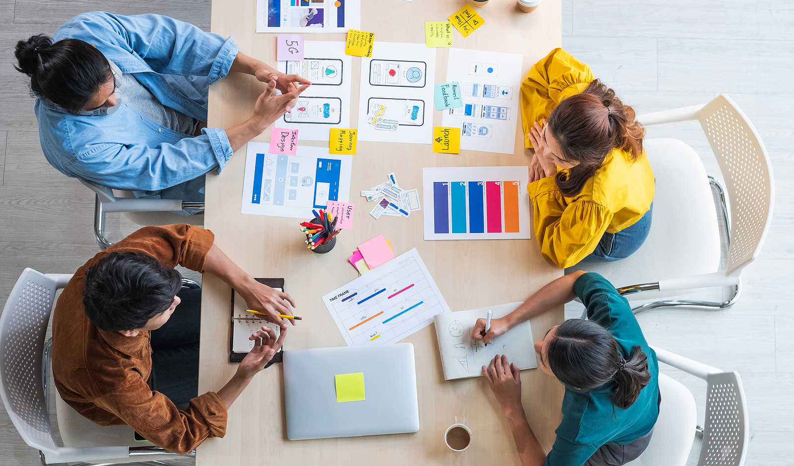 bigstock Top View Ux Developer And Ui D 358622207