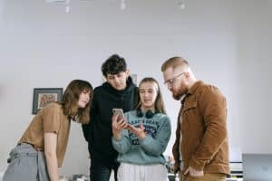 Family Looking at smart phone