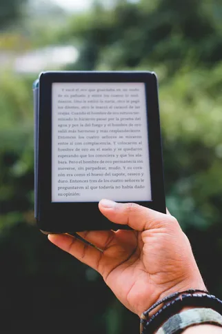 an ebook on a kindle reading device